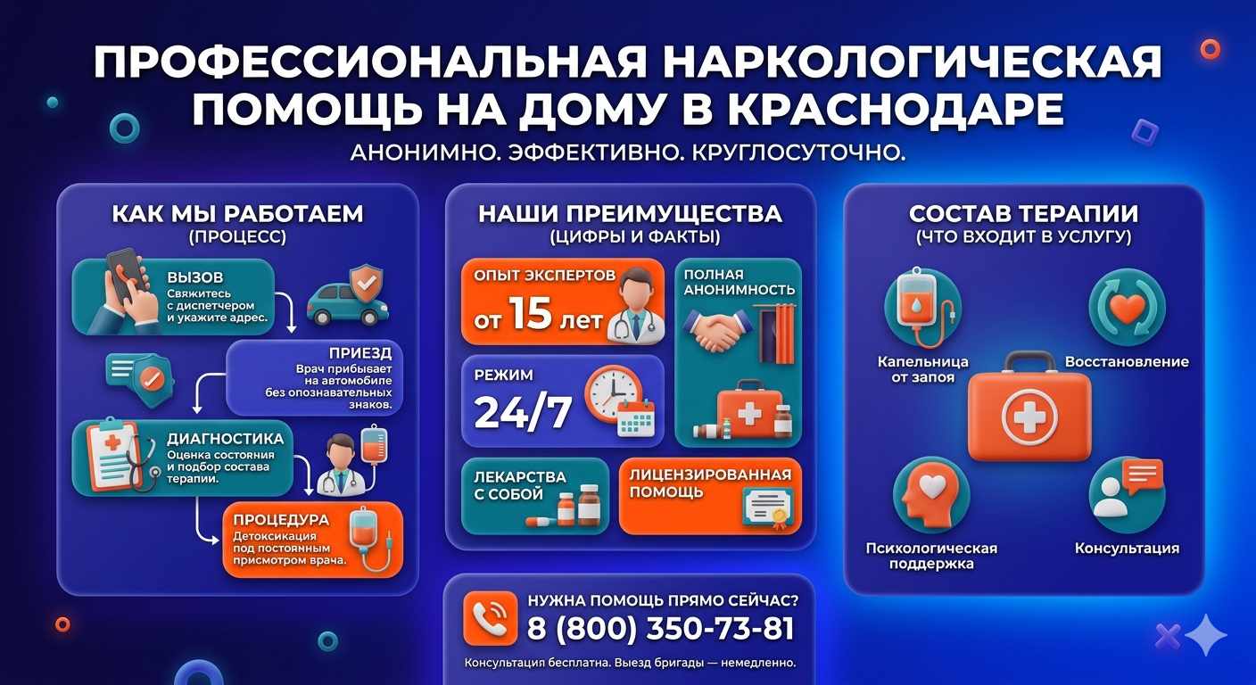 Инфографика о принципах лечения алкоголизма на дому в Лодейном Поле: этапы вызова нарколога, преимущества анонимной детоксикации и состав медицинской помощи.